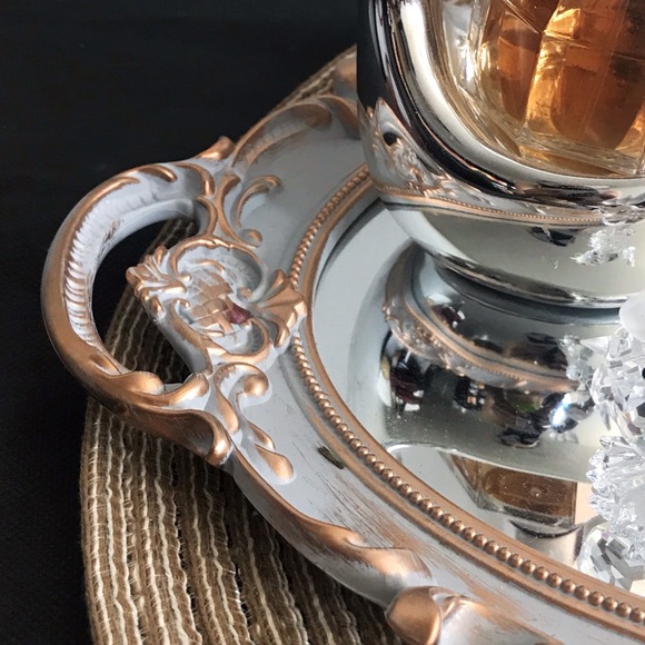 Floral Vintage Mirror Tray in Silver - Picture 2 of 4